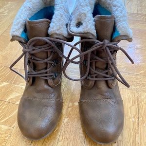 Blowfish booties with wedged heel